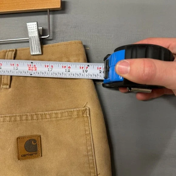 Carhartt Mens Tan Distressed Duck Canvas Carpenter Work Pants 38x30 Loose Fit - Picture 3 of 6